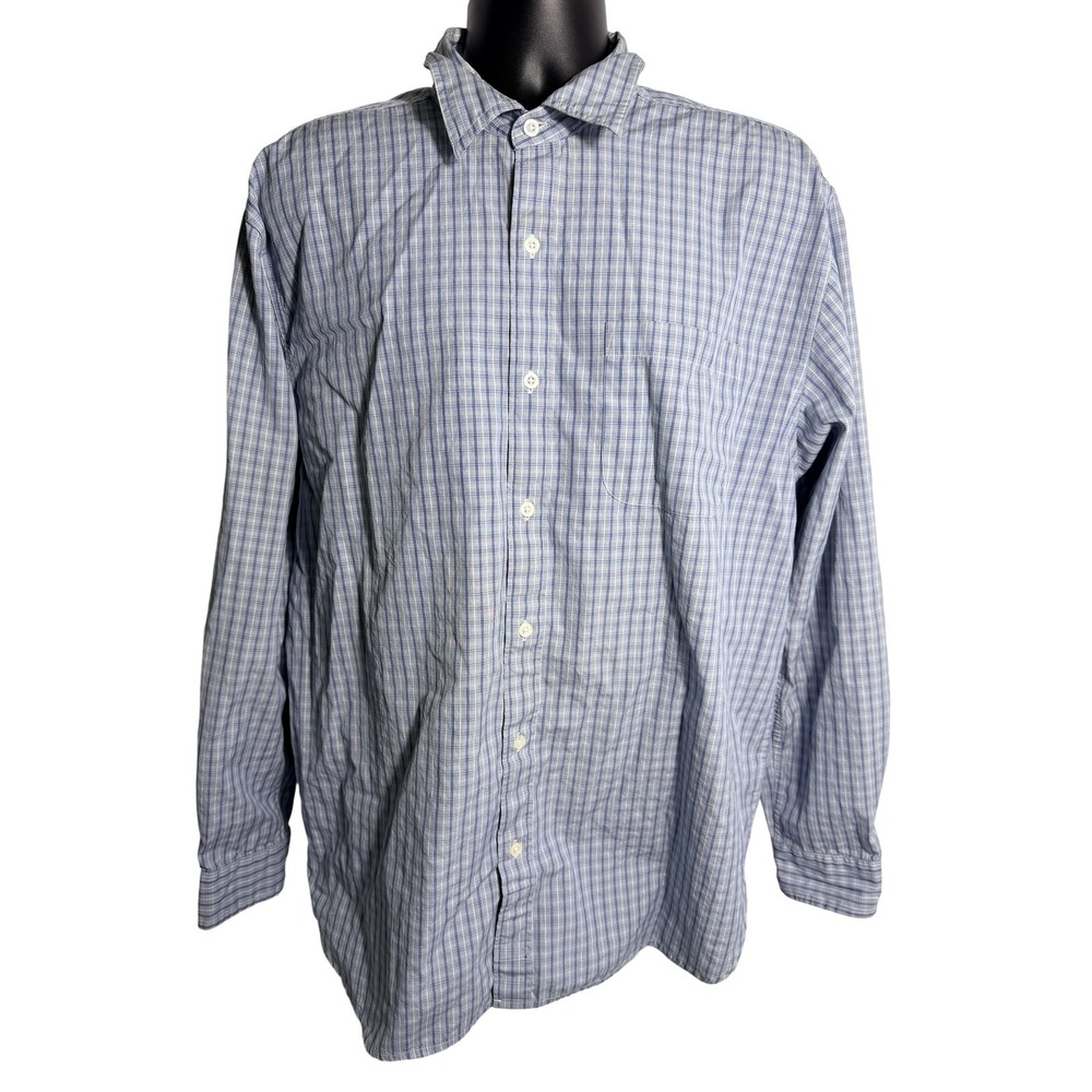 The Territory Ahead Shirt Mens Large Blue Check Long Sleeve Button Up Casual